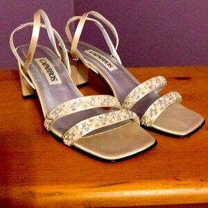 Champagne colored beaded sandals